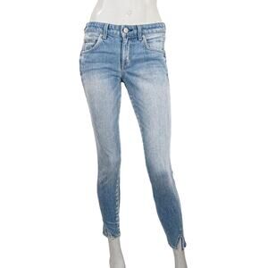 AMO Denim Ankle Crop Twist Denim Jeans in 70's Blue wash Women's 26